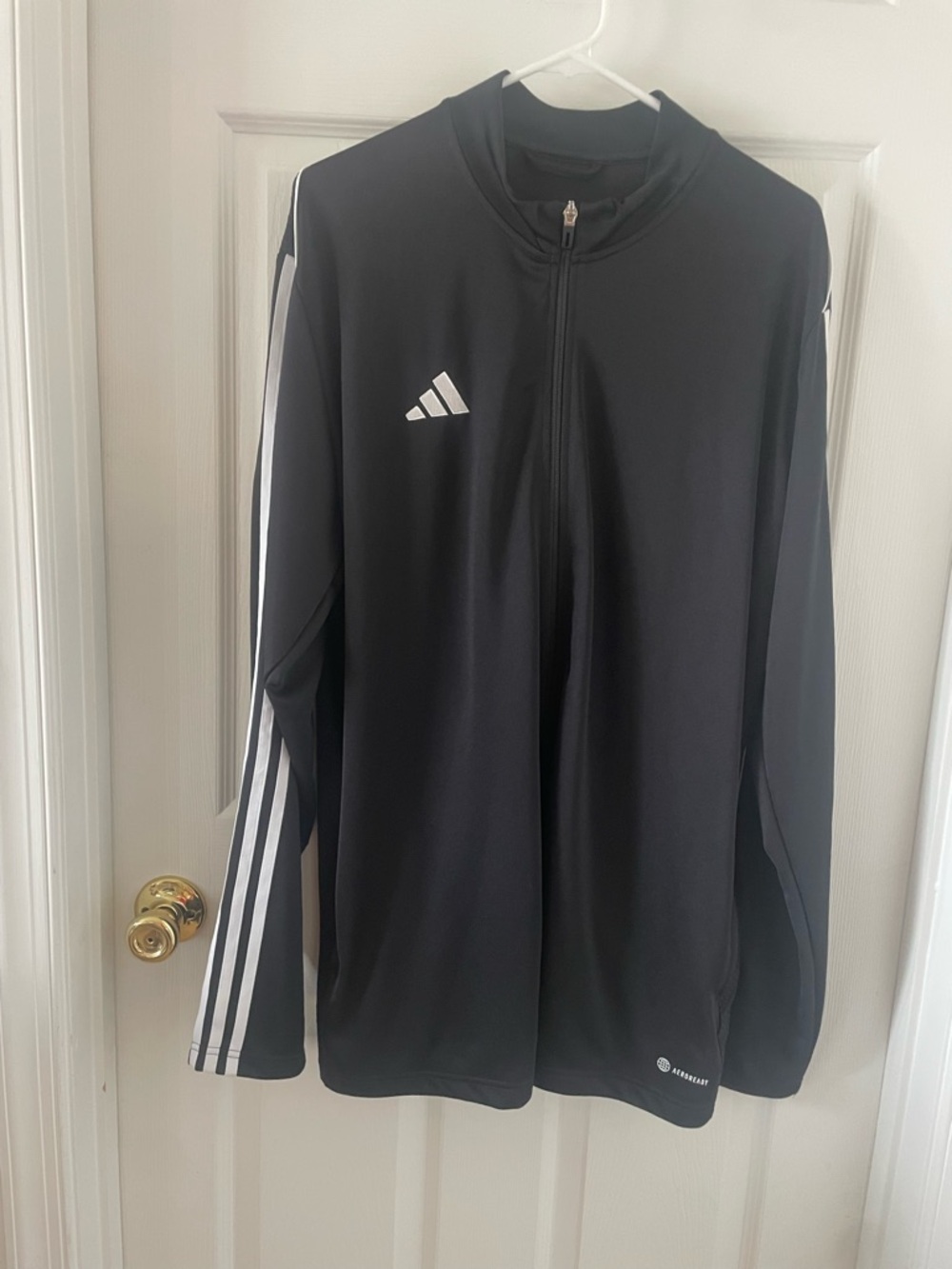 adidas Black Jacket with White Stripe Accents